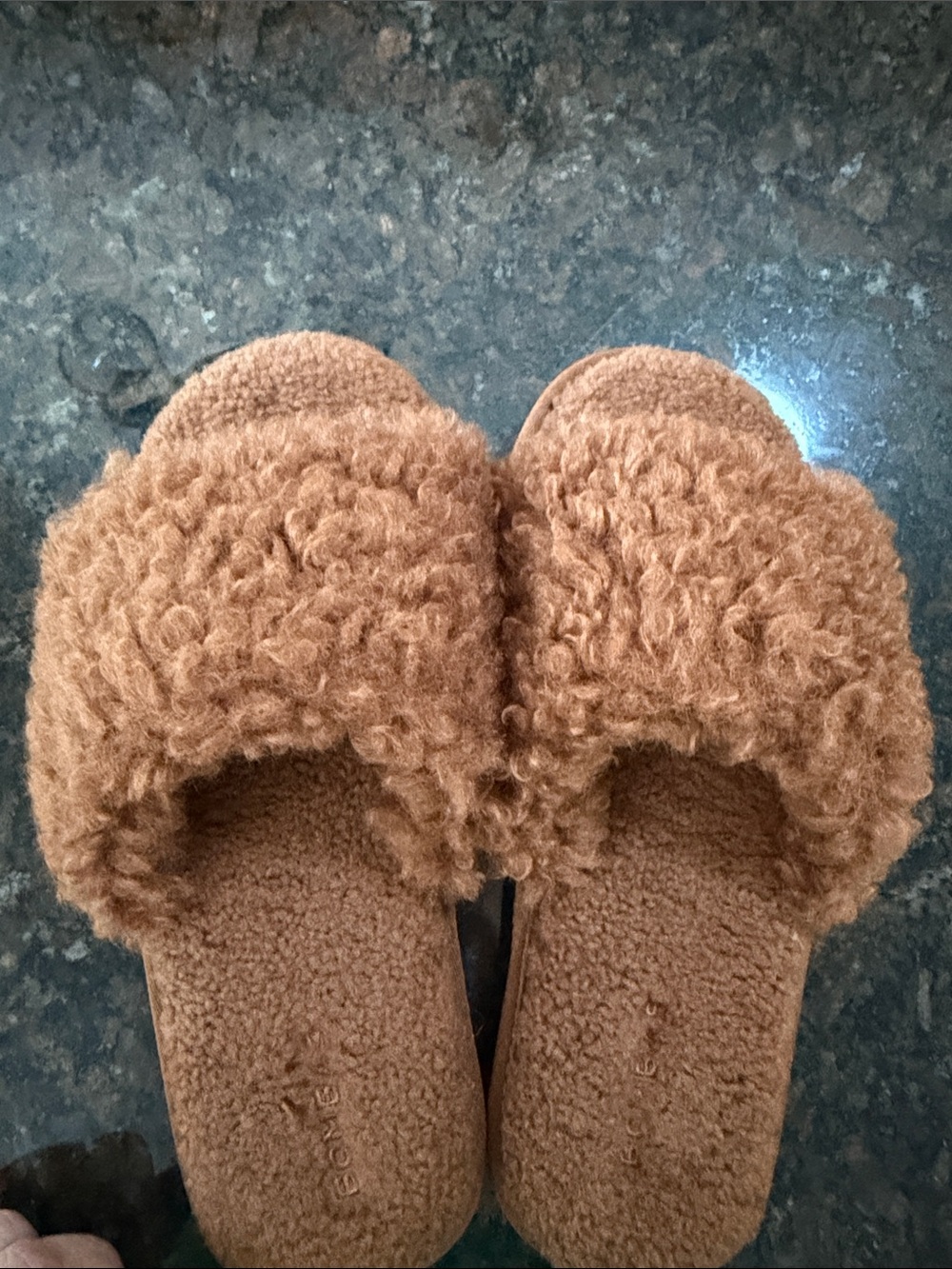 Bombas Curly Shearling Slide Slippers in Brown